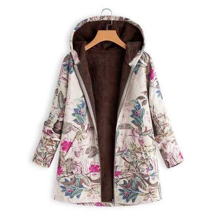 BABAKUD Winter Hooded Composite Coat Print Women's  Coat Jacket/ S-5XL